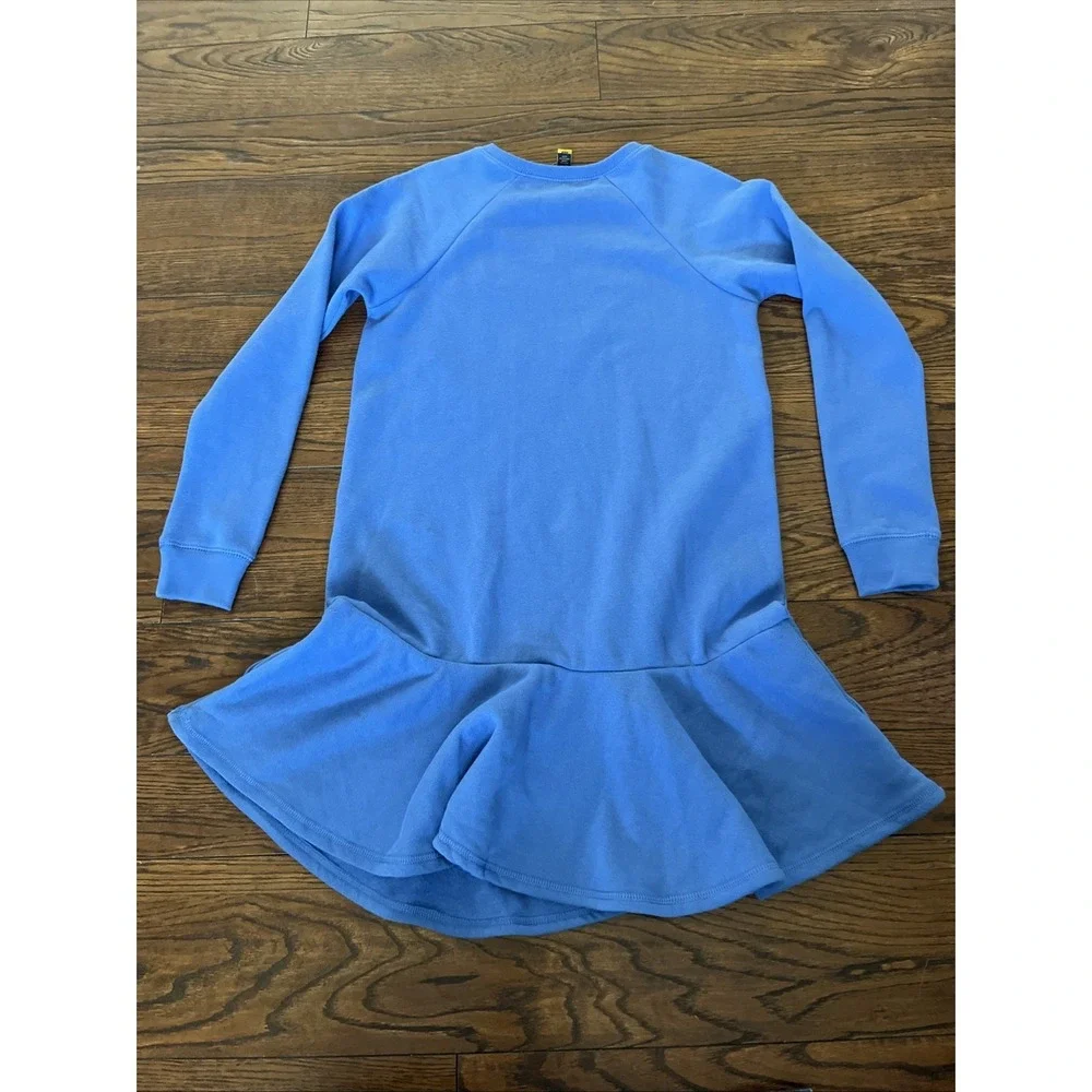 Ralph Lauren POLO BEAR Logo Fleece Long Sleeve Sweater Dress Girl L 12/14 Ruffle